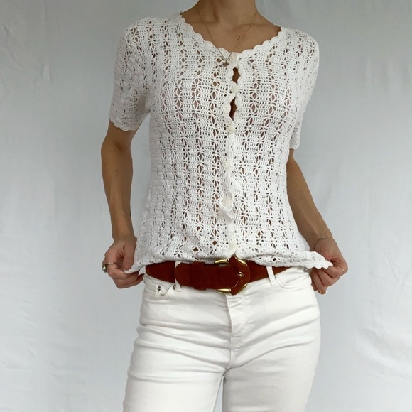 SOLD ❌ Crocheted top short sleeves size M vintage woman’s - Picture 5 of 12